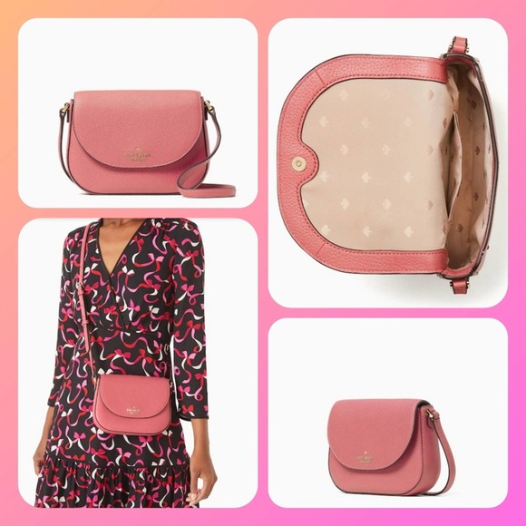 KATE SPADE LEILA MINI FLAP CROSSBODY IN COLOR: MASONS BRICK (PINK) - Picture 1 of 5